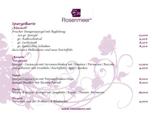 ROSENMEER Spargelkarte 15.April 2017
